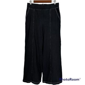 Joie Womens Elastic Comfort Waist Pull On High Waist Black Wide Leg Pants Size L